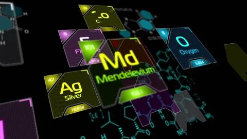 Floating elements of Periodic Table. Stock Footage 145123051