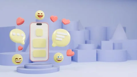 Floating Emojis and Chat Bubbles Loop Video stock 303992667