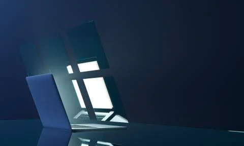 Floating empty screen laptop flat design, can use for business,financial,stra 스톡 일러스트