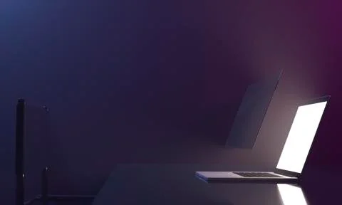 Floating empty screen laptop flat design, can use for business,financial,stra Illustrazione stock