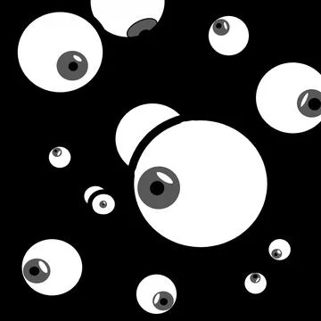 Floating Eyeballs on Black. Stock Illustration