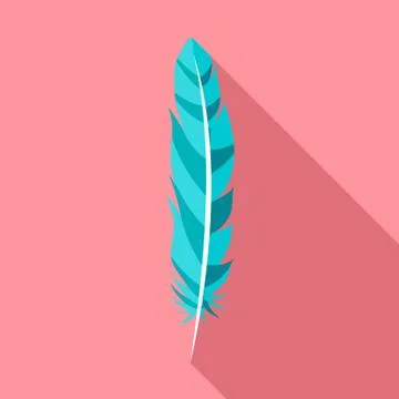 Floating feather icon, flat style Stock Illustration