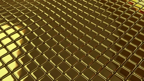 Floating Field of Gold Cubes, Background, Reflection, Exclusive Stock Footage 271025919