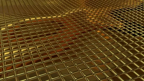 Floating Field of Gold Cubes, Background, Exclusive, Reflection Stock Footage 271025964