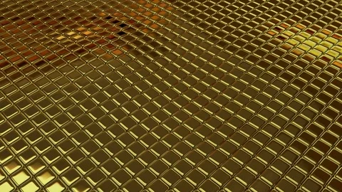 Floating Field of Gold Cubes, Exclusive, Background, Reflection Stock Footage 271026045