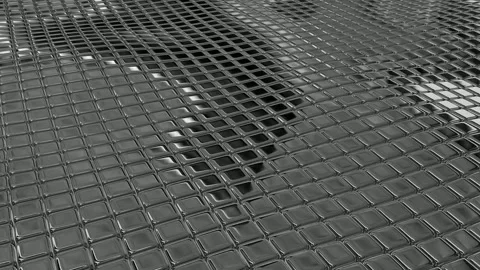 Floating Field of Metal Cubes, Background, Reflection, Exclusive Stock Footage 271026098