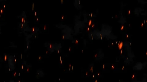 Floating fire embers and glowing sparks on black background Stock Footage 336120355