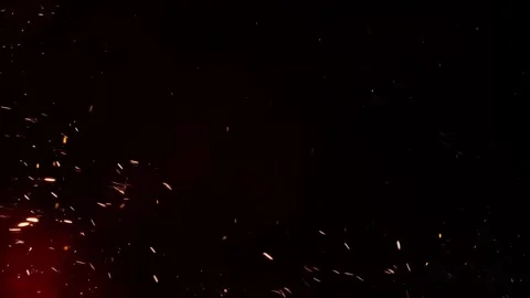 Floating Fire Sparks and Ember Particles on Dark Background Overlay Stock Footage 332612919