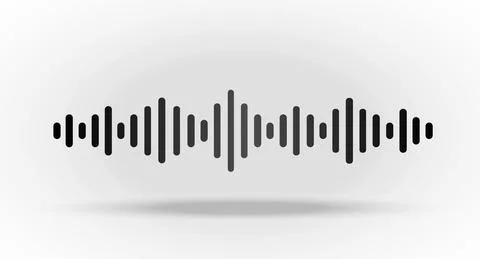 Floating Flat Black Sound wave equalizer isolated on white background. Stock Illustration