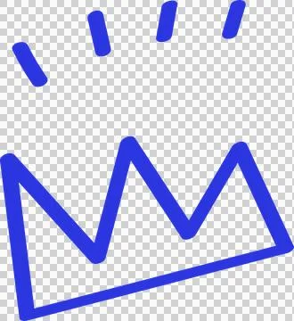 Floating flat blue crown icon showing jagged three peaks and accent strokes on Stock Illustration