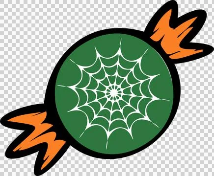 Floating flat design candy on transparent background with green wrapper Stock Illustration