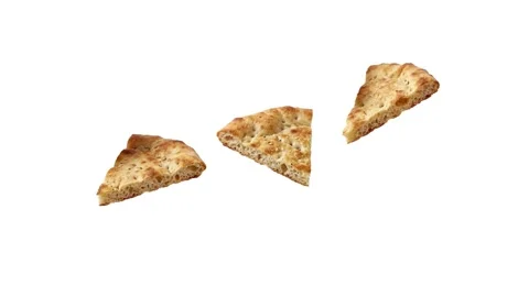 Floating flatbread pieces isolated on white Stock Footage 339340608
