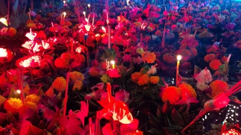 Floating flower krathong Stock Footage 293472823