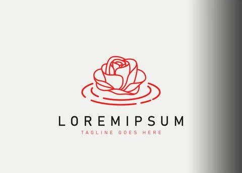 Floating flower logo design. Vector illustration of flowers floating above th Stock Illustration