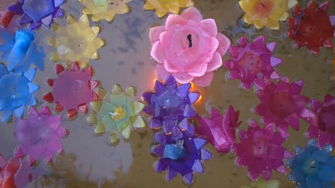 Floating flowers and candles Vídeo Stock 100662746
