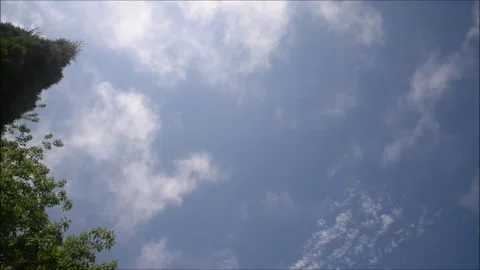 Floating fluffy clouds. Beautiful sunny blue sky Stock Footage 252997733