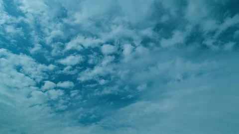 Floating Fluffy Clouds. Two Layers Of Cloudiness. Blue Summer Sky With Clouds Stock Footage 262756937