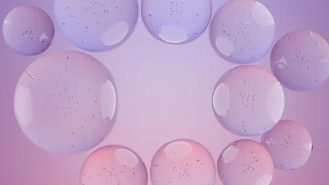 Floating Fluid Bubbles Circular Frame Pink Purple Background Vidéo 334234902