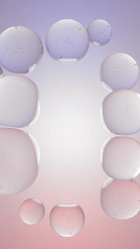 Floating Fluid Bubbles Circular Frame Pink Purple Background Vidéo 334681104