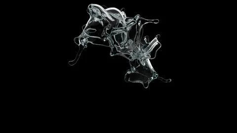 Floating Fluid Splash Stream Isolated on Black Stock Photos