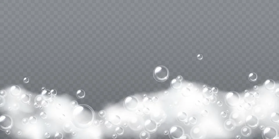 Floating foam cloud with soap spheres イラスト素材