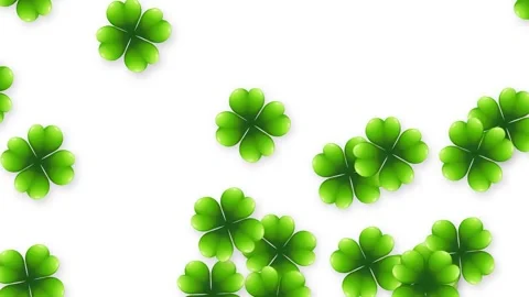 Floating Four Leaf Clovers Animation on Isolated White Background Stock Footage 339381416