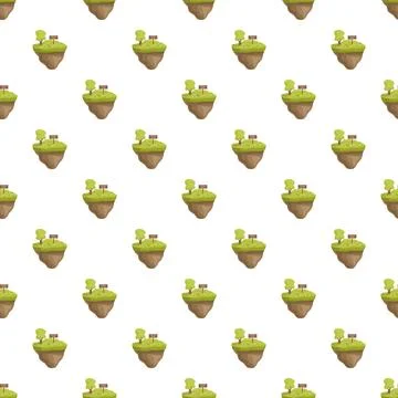 Floating game islands seamless pattern for virtual world background Stock Illustration