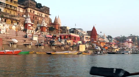 Floating on the Ganges River Stock Footage