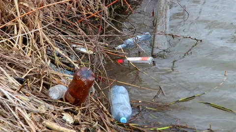 Floating garbadge and bottles Stock Footage 61878565