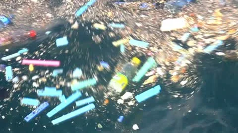 Floating garbage Stock Footage 8931137