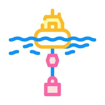 Floating generator tidal power plant color icon vector illustration イラスト素材
