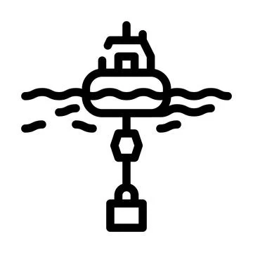Floating generator tidal power plant line icon vector illustration Illustrazione stock