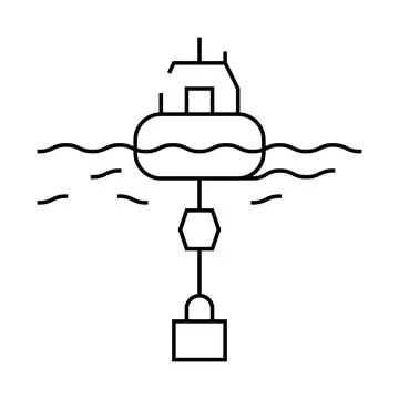 Floating generator tidal power plant line icon vector illustration 스톡 일러스트