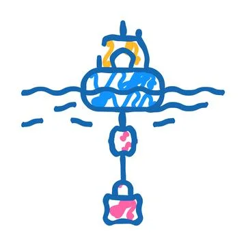 Floating generator tidal power plant icon doodle illustration Stock Illustration