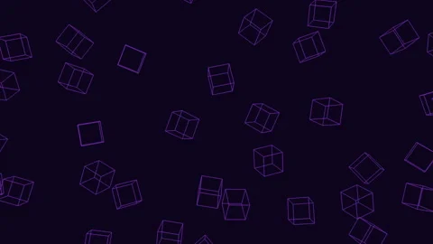 Floating geometric shapes on a black and purple background Stock Footage 297601054