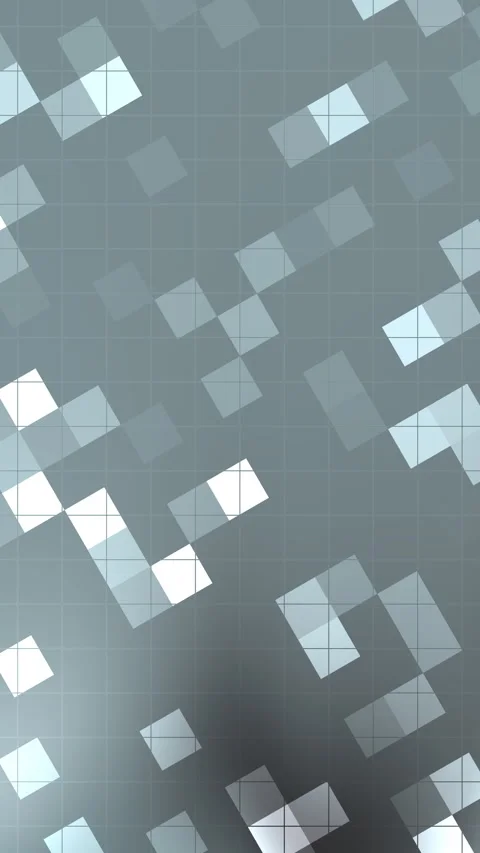 Floating geometric squares on gray gradient background Video stock 336952372