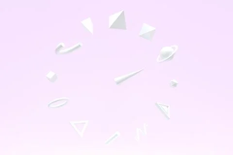 Floating geometries, creative background, 3d rendering. Stock Illustration