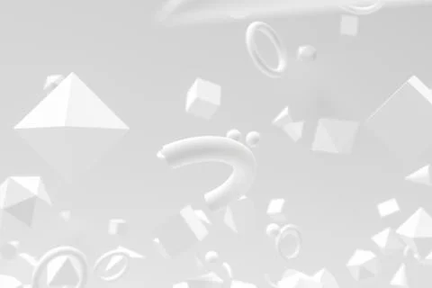 Floating geometries, creative background, 3d rendering. Illustrazione stock