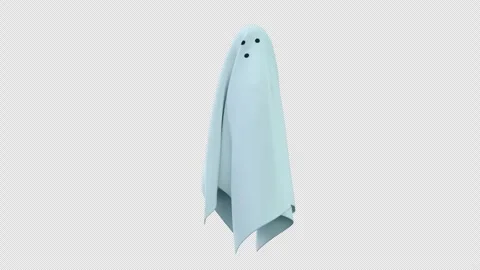 Floating Ghost Cloth Flow on Transparent Alpha 動画素材 344622038