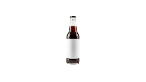 A floating glass bottle of cola with a plain white label isolated on white Stock Footage 339340552