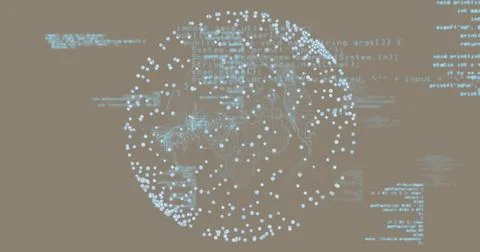 Floating globe of interconnected data points in abstract virtual space, with Stock Photos