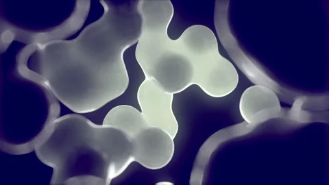 Floating glowing blobs shiny background 3d rendering loop animation HD Video stock 172133965