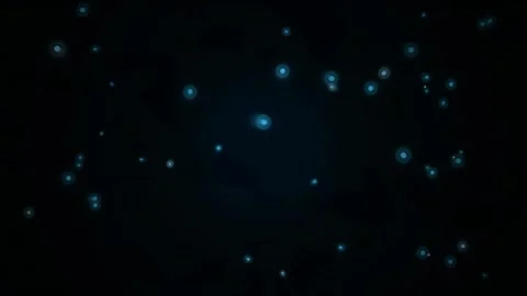 Floating glowing blue circular light spots drifting softly against a dark space Stock-Footage 347080906
