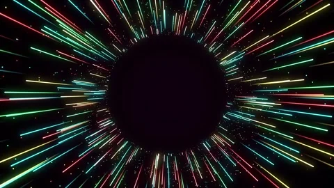 Floating glowing color rays from circle shape background loop. Creative col.. Stock Footage 247259540