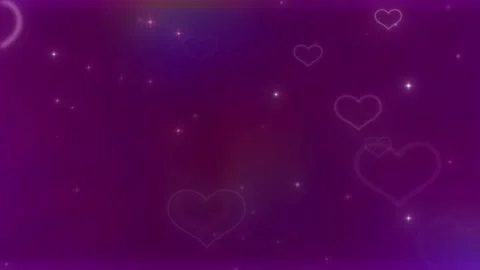 Floating glowing heart symbols drifting across abstract dreamy purple gradient Stock Footage 345332965