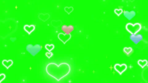 Floating Glowing Hearts Animation on Green Screen Background for Romantic Video 스톡 동영상 338424356