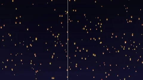 Floating Glowing Lanterns Drifting Slowly in a Starry Night Sky Видео 341728491