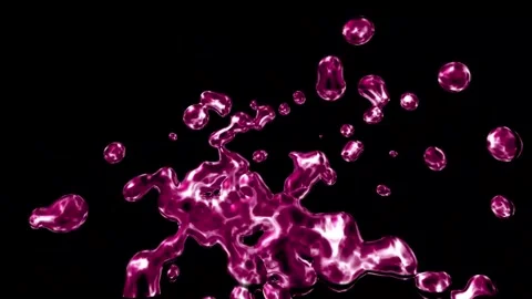 Floating glowing neon drops of liquid. Abstract wavy background. 3d renderi.. Stock Footage 312913299