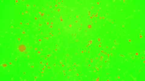Floating glowing orange particles drifting across bright green chroma key Stock Footage 344413160