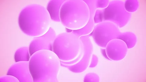 Floating glowing pink drops of liquid. Abstract wavy background Stock Footage 246428193